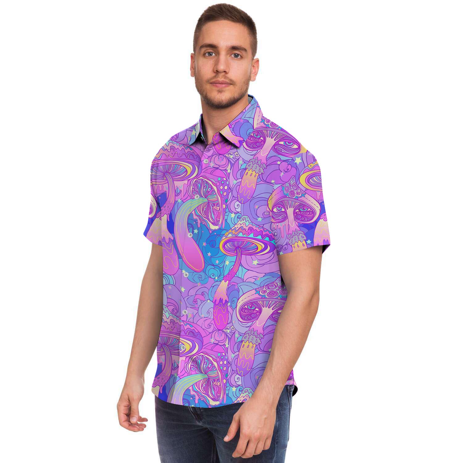 Mushroom Psychedelic Trippy Men's Short Sleeve Shirt-grizzshop