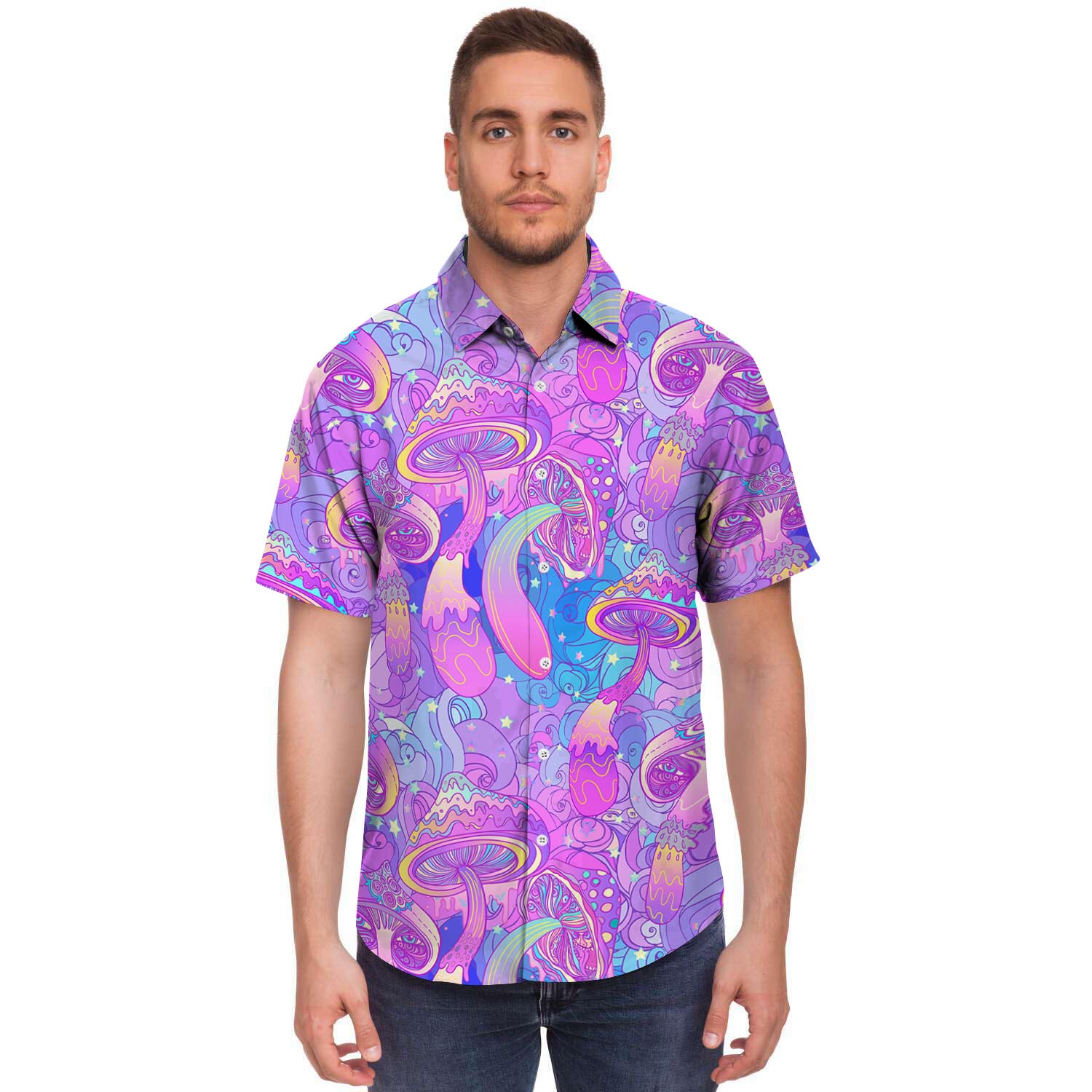 Mushroom Psychedelic Trippy Men's Short Sleeve Shirt-grizzshop