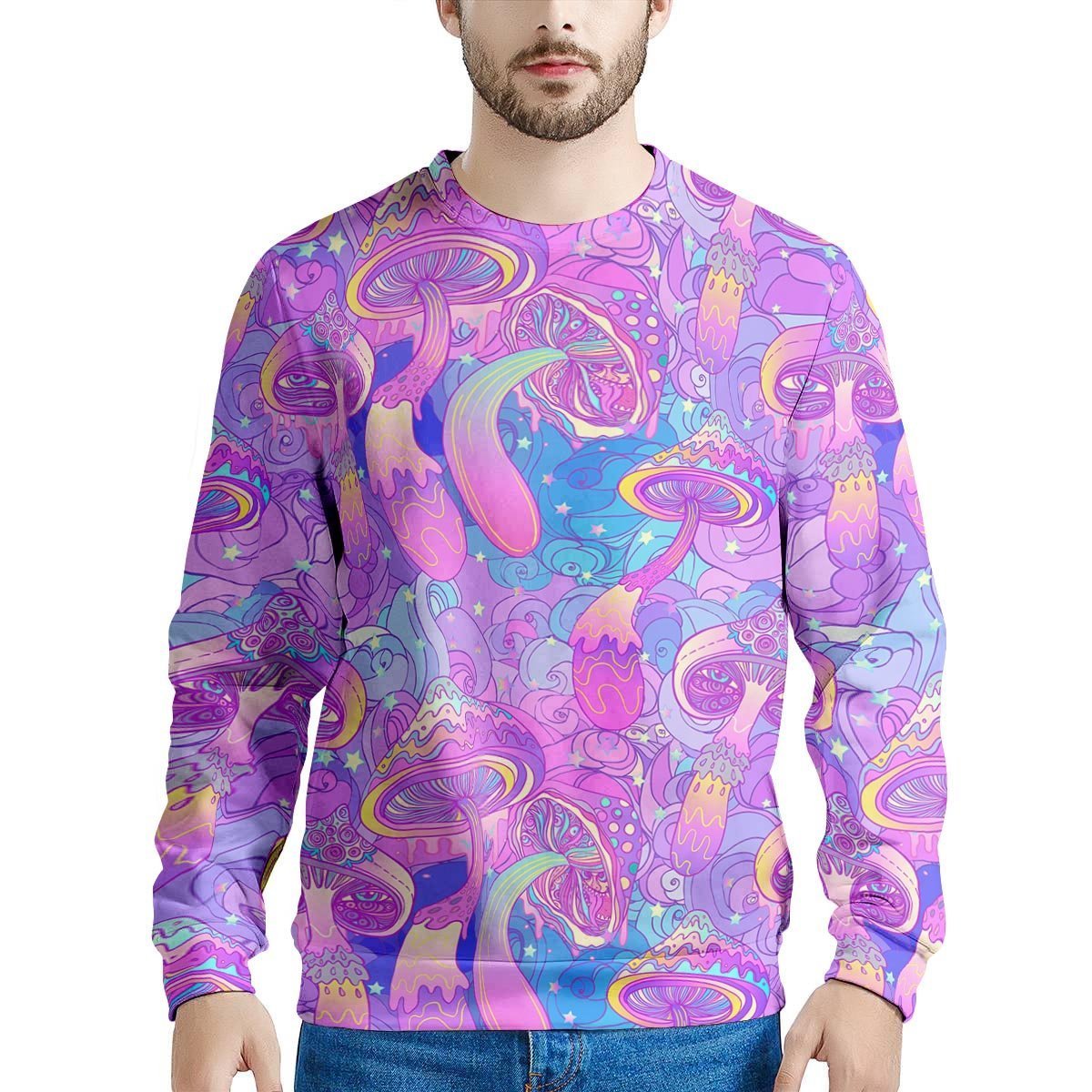 Mushroom Psychedelic Trippy Men's Sweatshirt-grizzshop