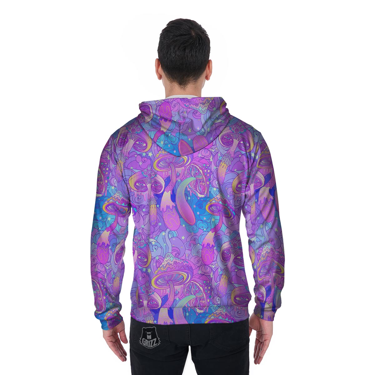 Mushroom Psychedelic Trippy Men's Zip Up Hoodie-grizzshop