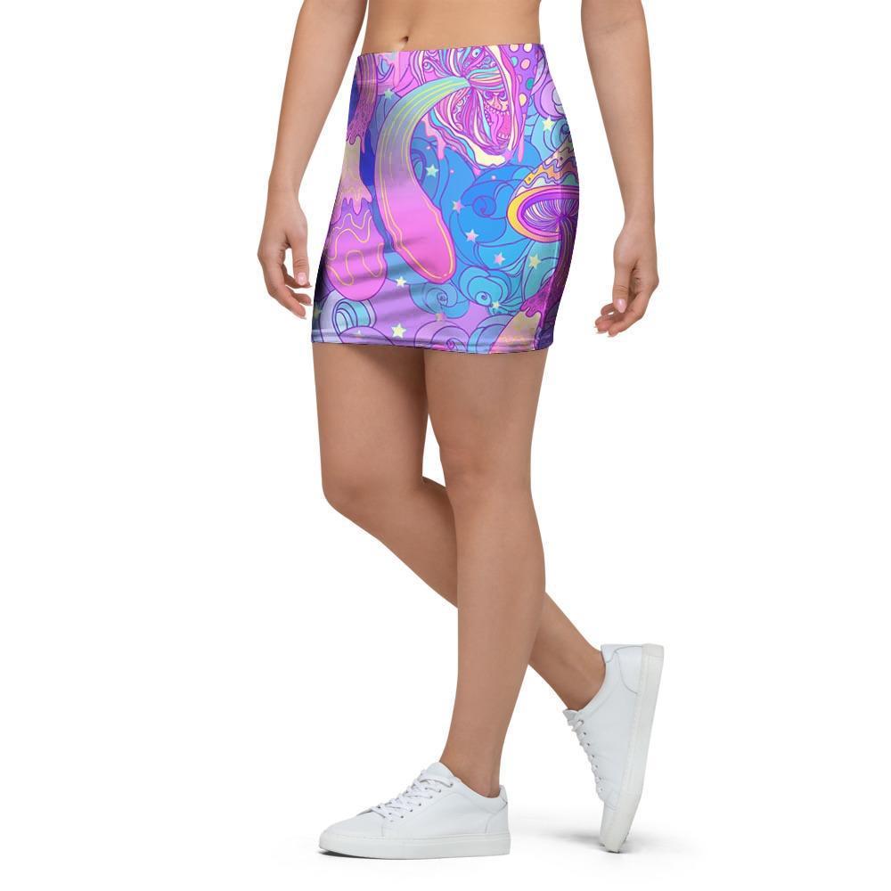 Mushroom Psychedelic Trippy Mini Skirt-grizzshop