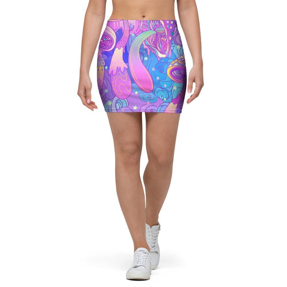 Mushroom Psychedelic Trippy Mini Skirt-grizzshop