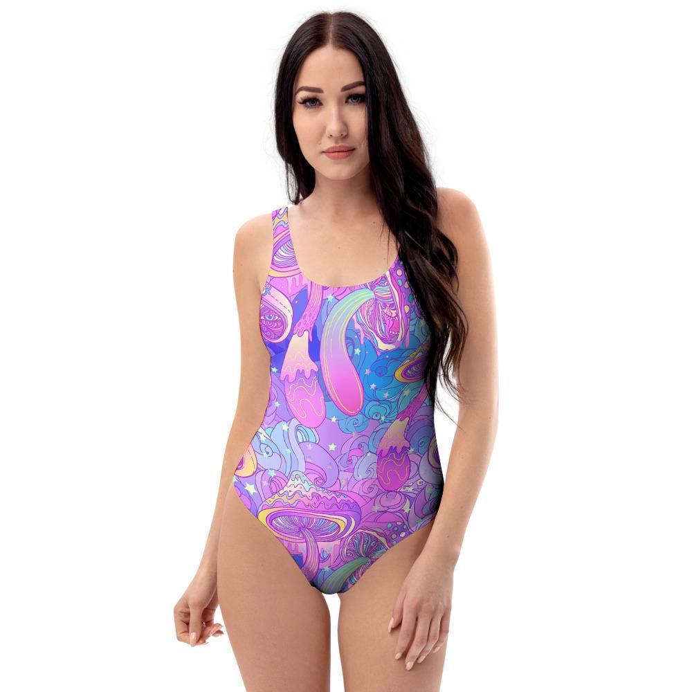 Mushroom Psychedelic Trippy One Piece Swimsuite-grizzshop