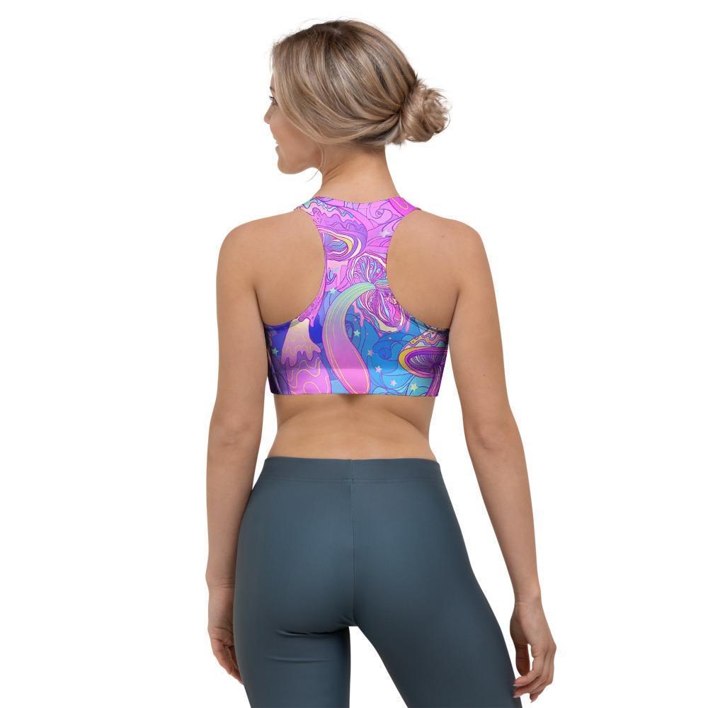 Mushroom Psychedelic Trippy Sports Bra-grizzshop