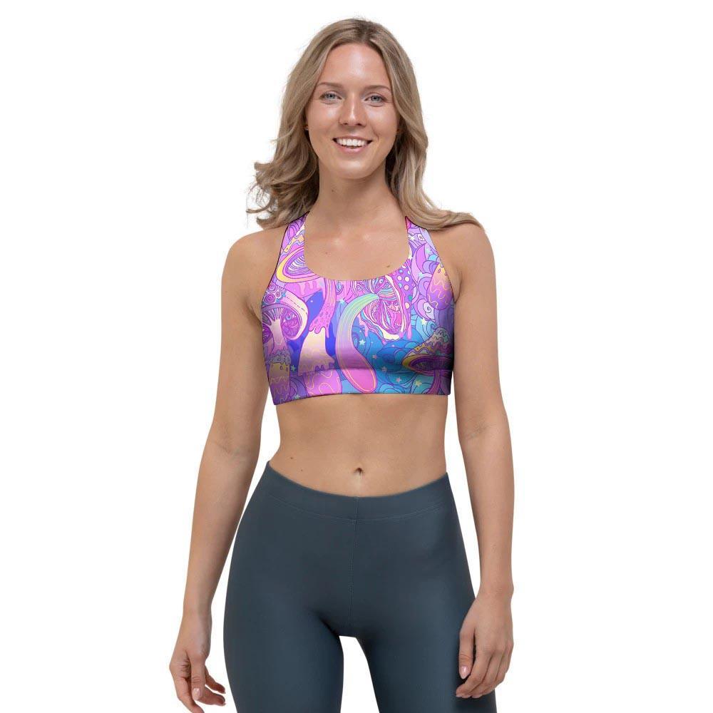 Mushroom Psychedelic Trippy Sports Bra-grizzshop