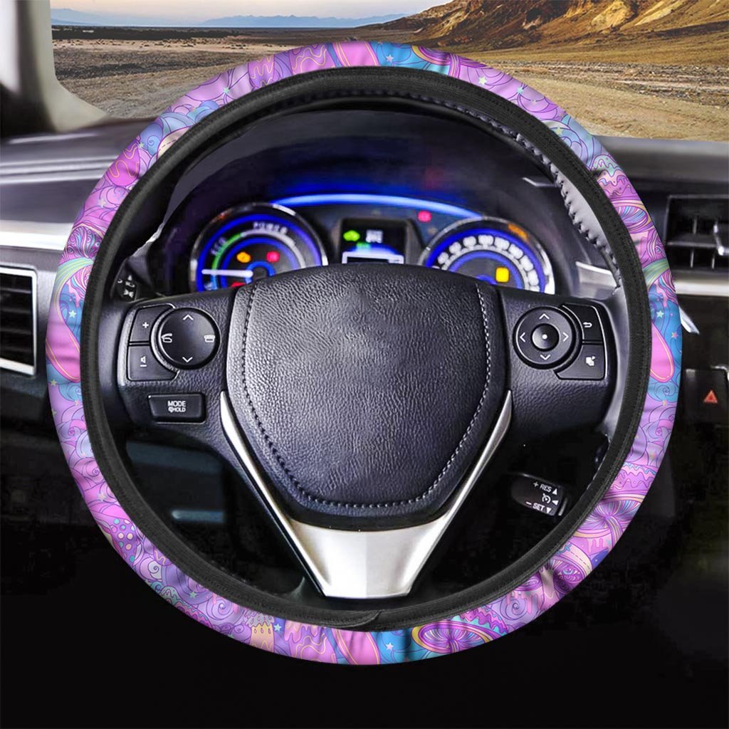 Mushroom Psychedelic Trippy Steering Wheel Cover-grizzshop