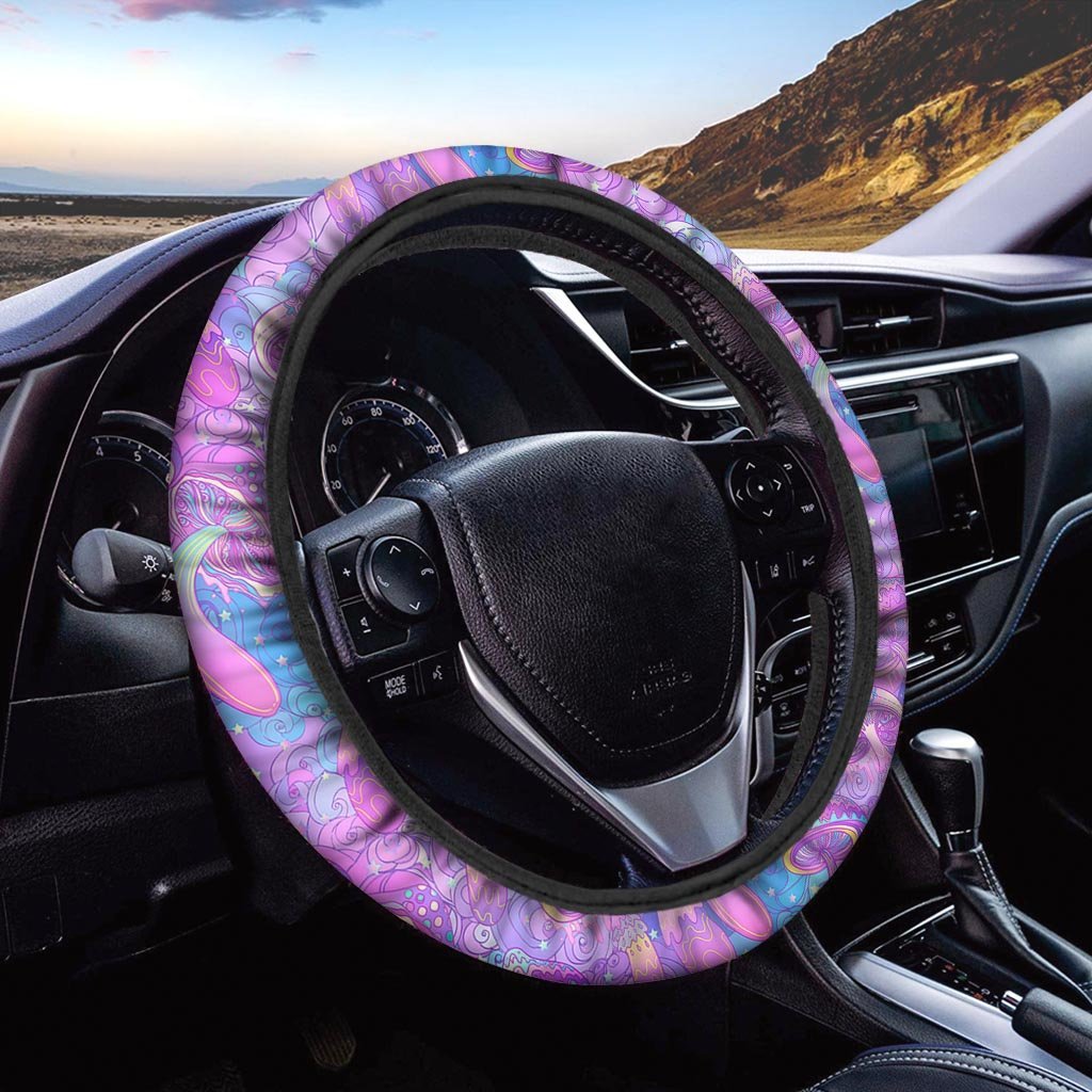 Mushroom Psychedelic Trippy Steering Wheel Cover-grizzshop