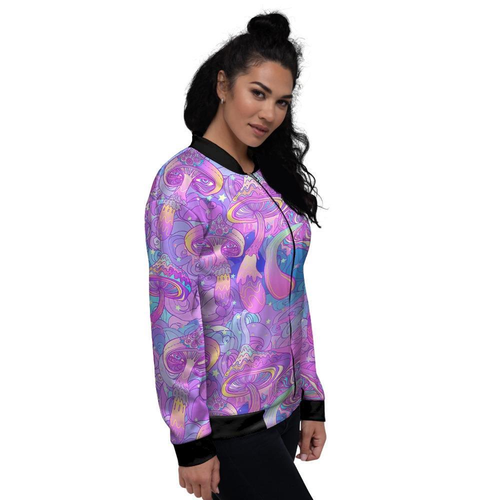 Mushroom Psychedelic Trippy Women's Bomber Jacket-grizzshop