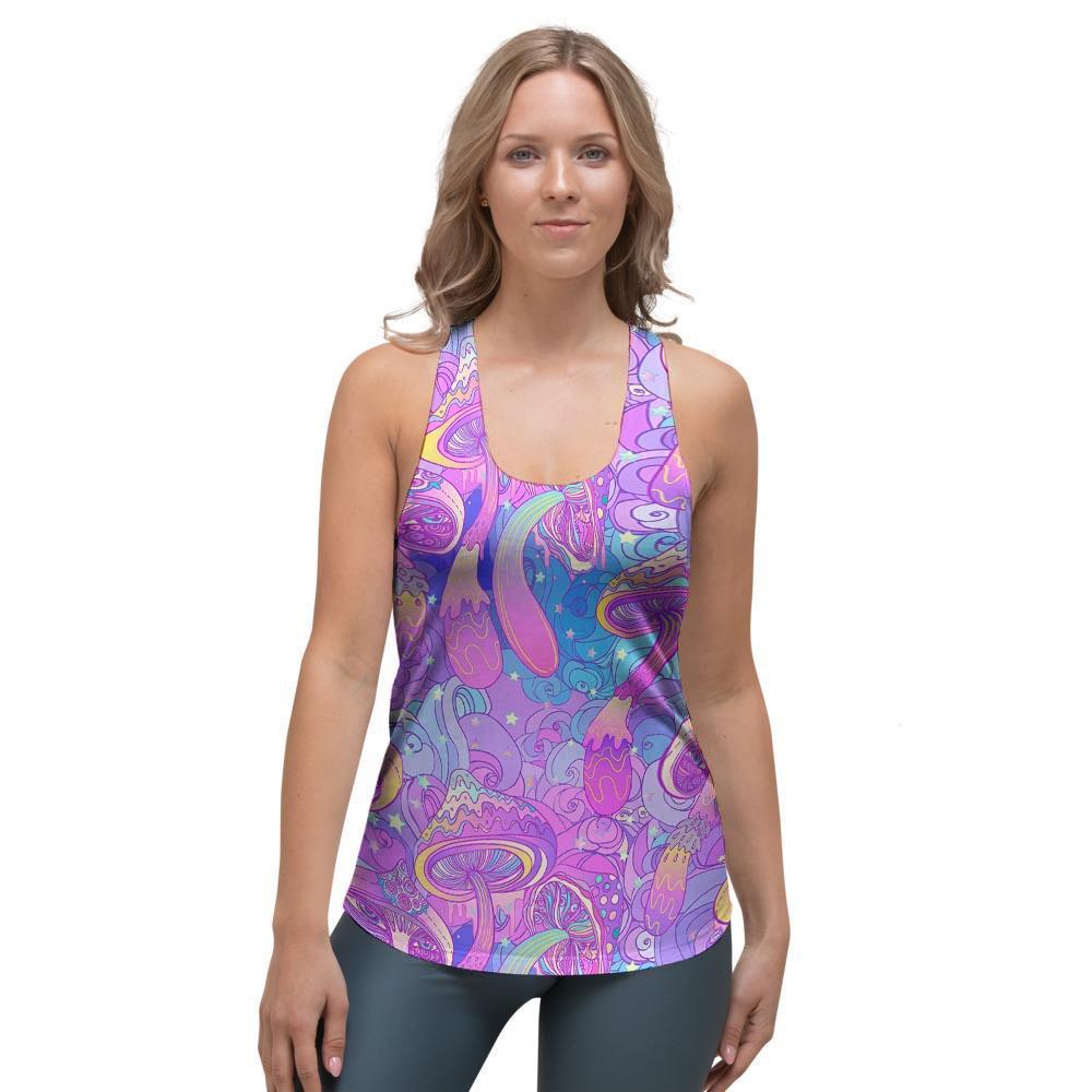 Mushroom Psychedelic Trippy Women's Racerback Tank Top-grizzshop