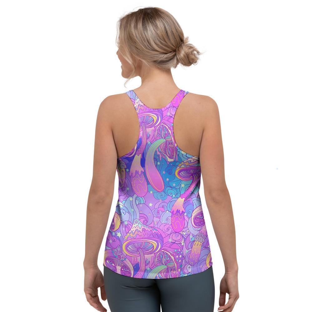 Mushroom Psychedelic Trippy Women's Racerback Tank Top-grizzshop