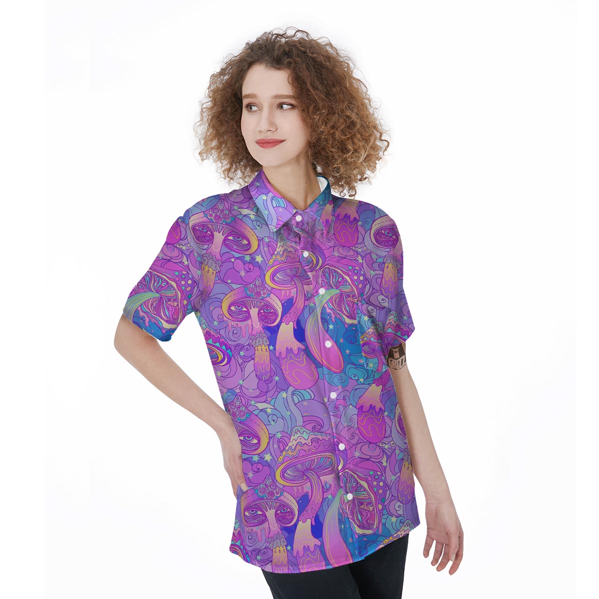 Mushroom Psychedelic Trippy Women's Short Sleeve Shirts-grizzshop