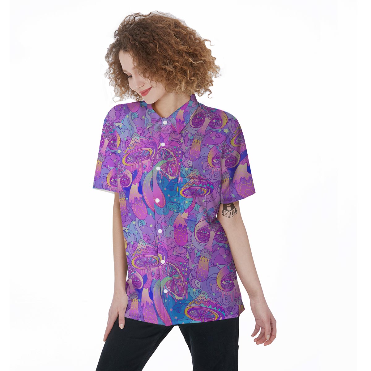 Mushroom Psychedelic Trippy Women's Short Sleeve Shirts-grizzshop