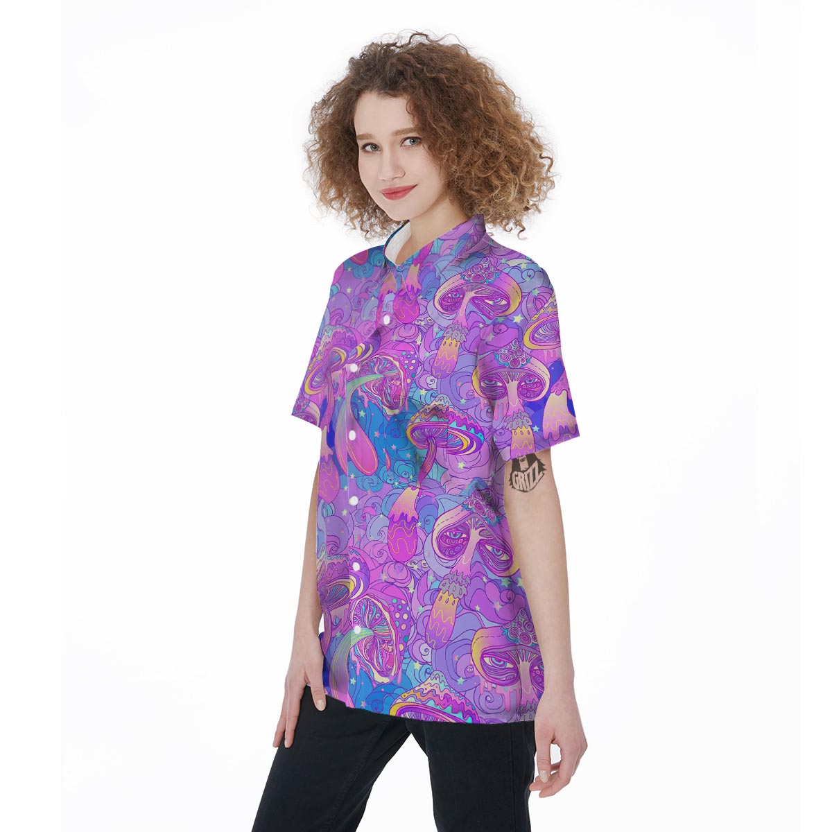 Mushroom Psychedelic Trippy Women's Short Sleeve Shirts-grizzshop