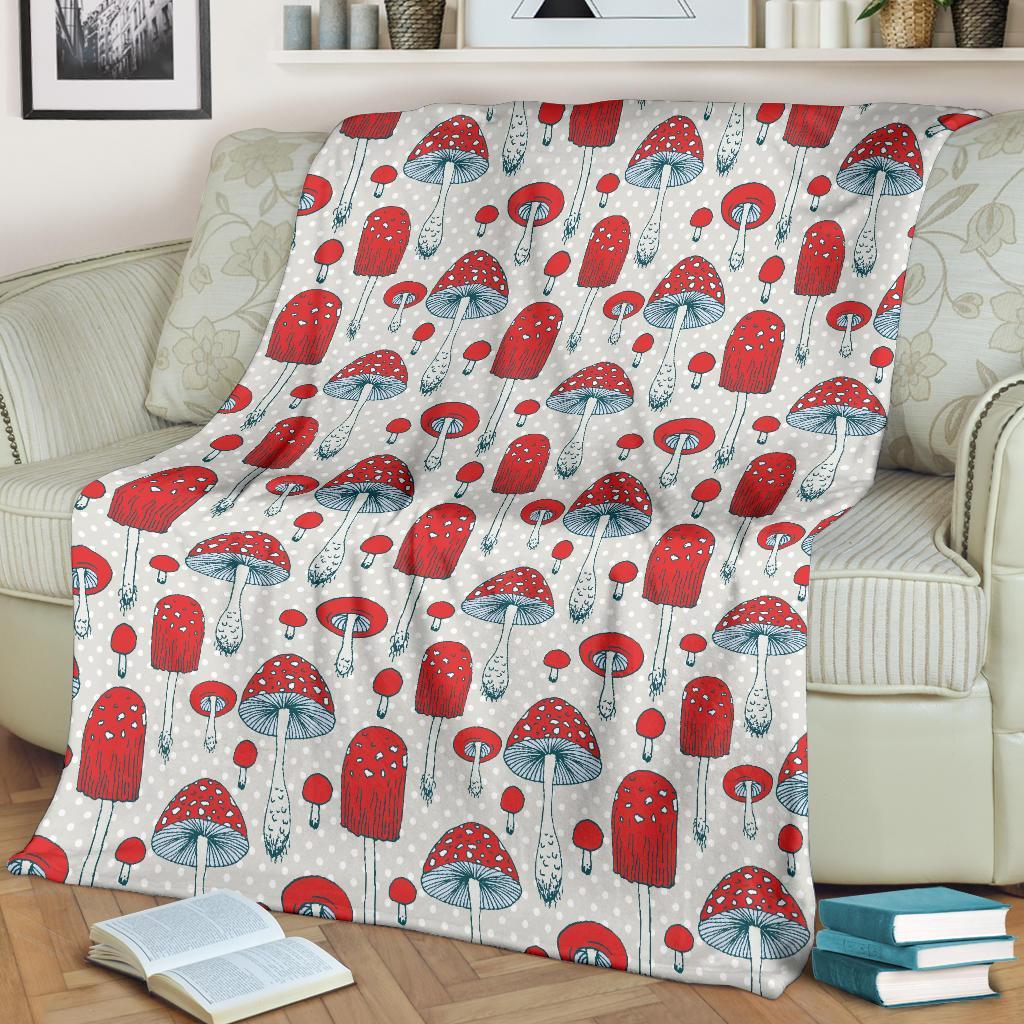 Mushroom Red Dot Print Pattern Blanket-grizzshop