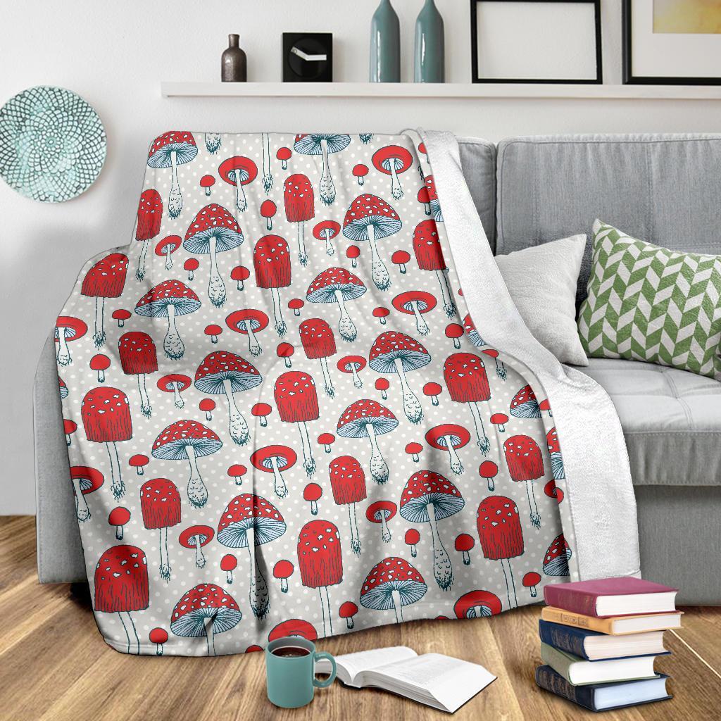 Mushroom Red Dot Print Pattern Blanket-grizzshop