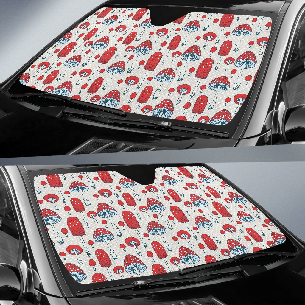 Mushroom Red Dot Print Pattern Car Sun Shade-grizzshop