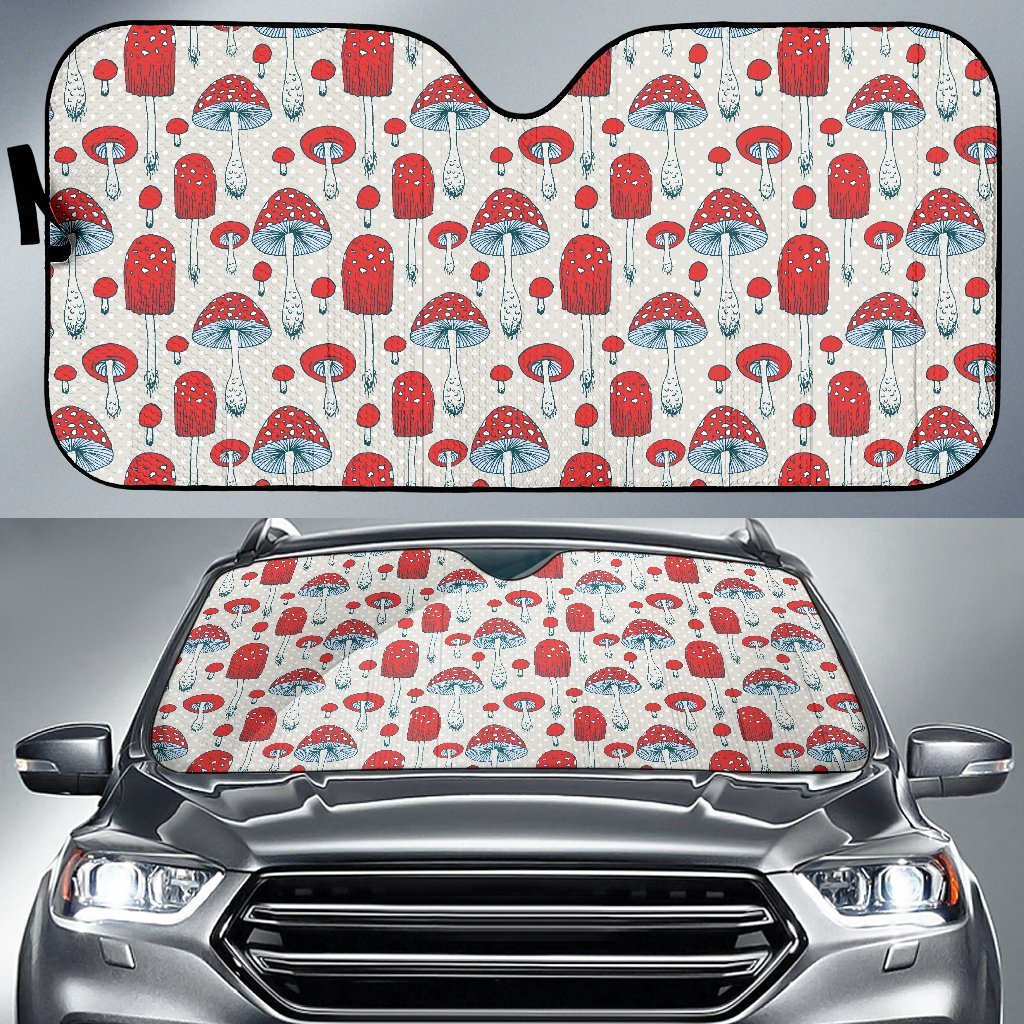 Mushroom Red Dot Print Pattern Car Sun Shade-grizzshop