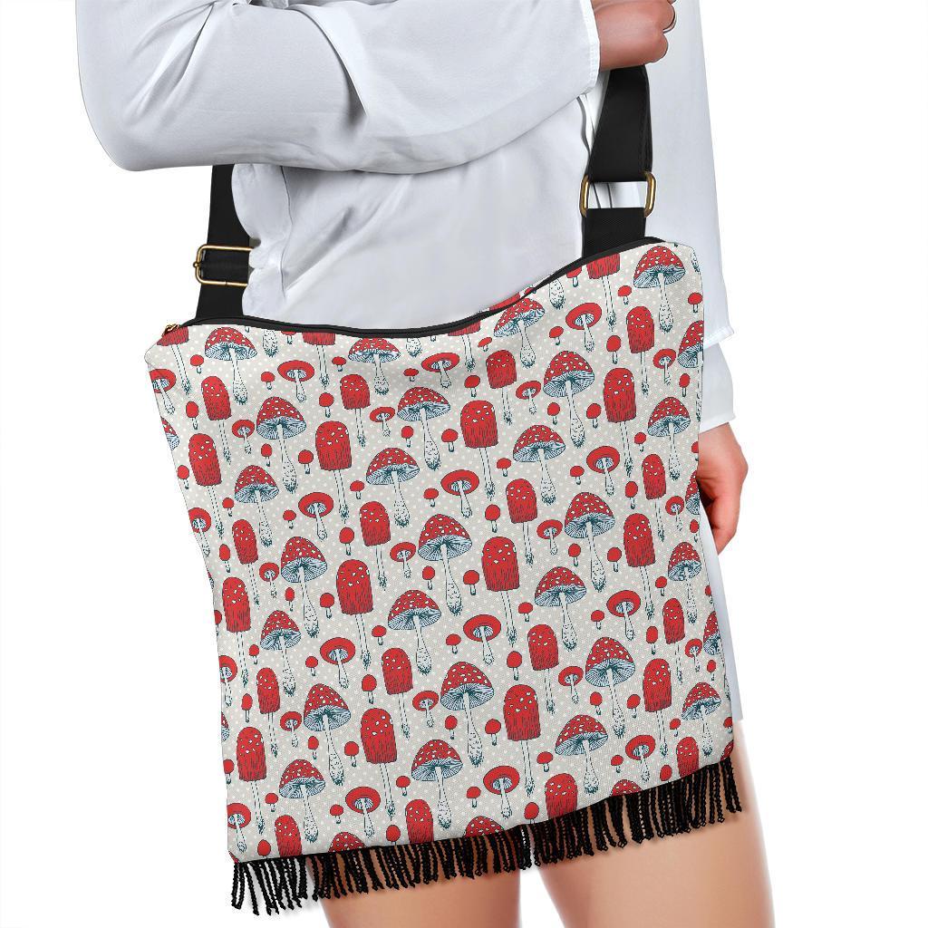 Mushroom Red Dot Print Pattern Crossbody Bags-grizzshop