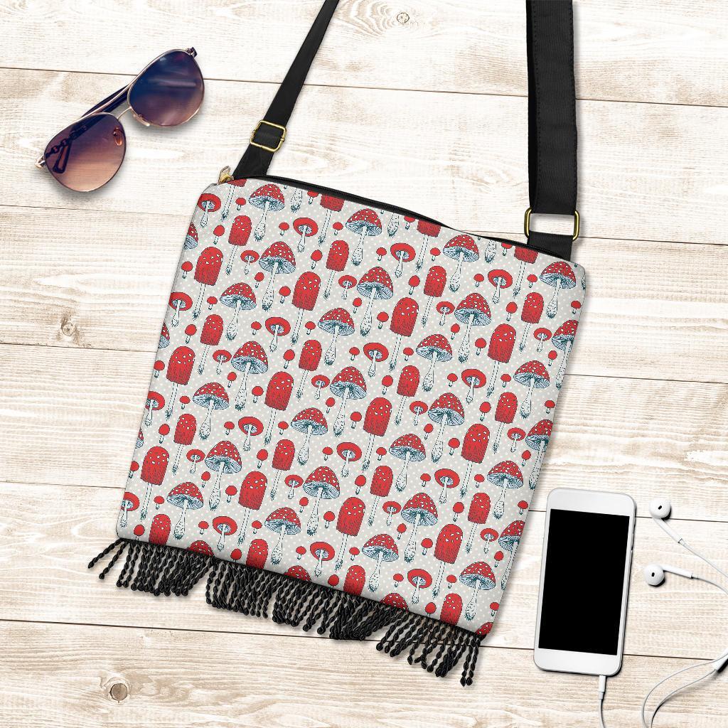 Mushroom Red Dot Print Pattern Crossbody Bags-grizzshop