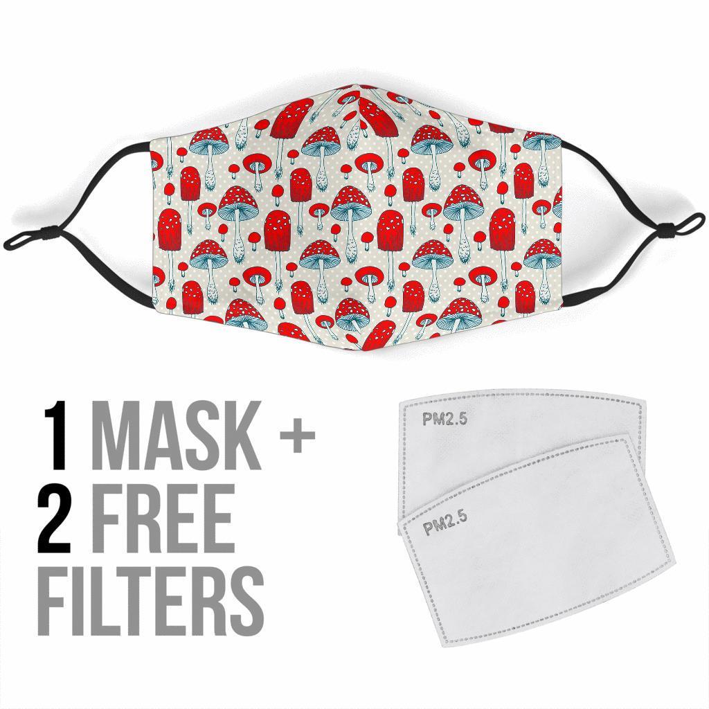 Mushroom Red Dot Print Pattern Face Mask-grizzshop