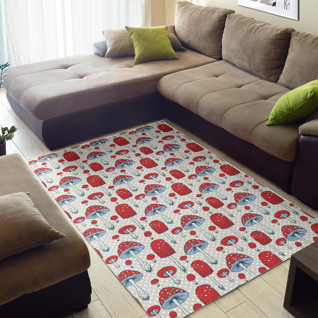 Mushroom Red Dot Print Pattern Floor Mat-grizzshop