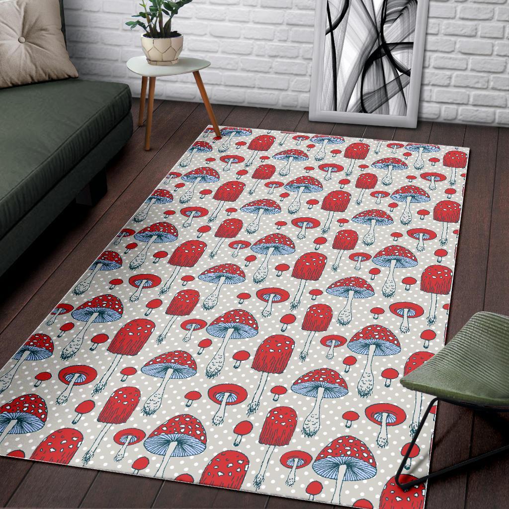 Mushroom Red Dot Print Pattern Floor Mat-grizzshop