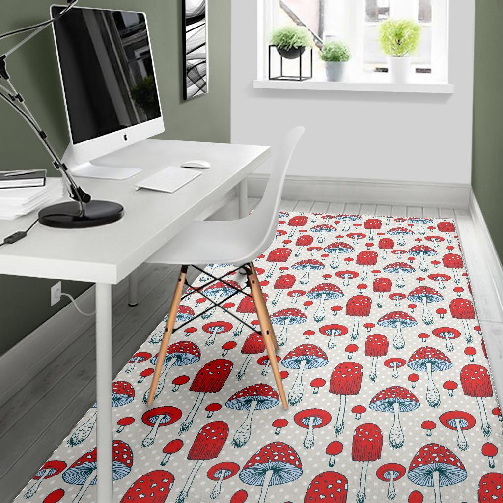 Mushroom Red Dot Print Pattern Floor Mat-grizzshop