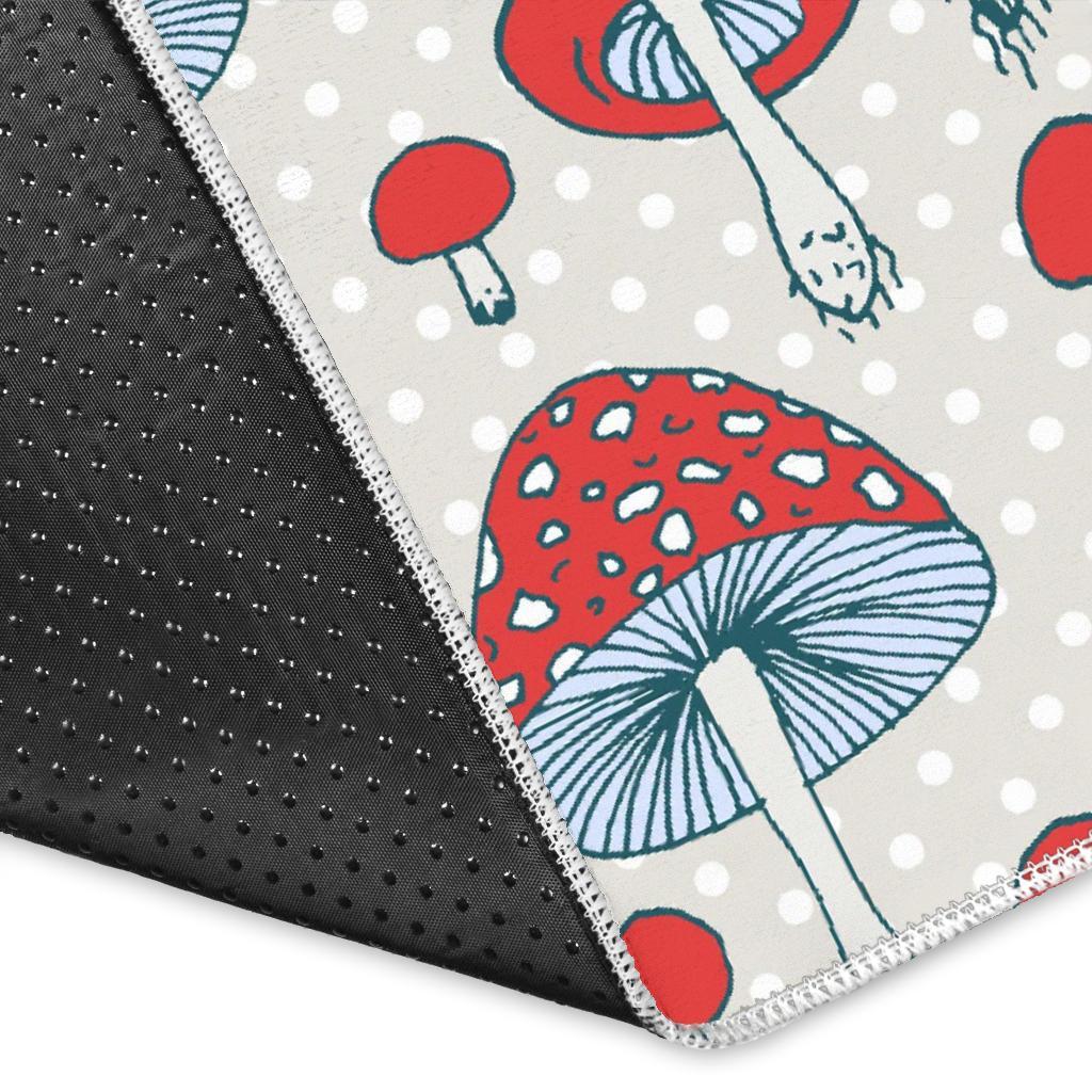 Mushroom Red Dot Print Pattern Floor Mat-grizzshop