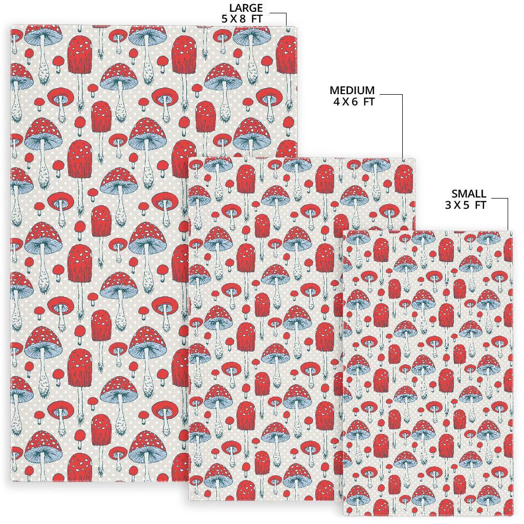 Mushroom Red Dot Print Pattern Floor Mat-grizzshop