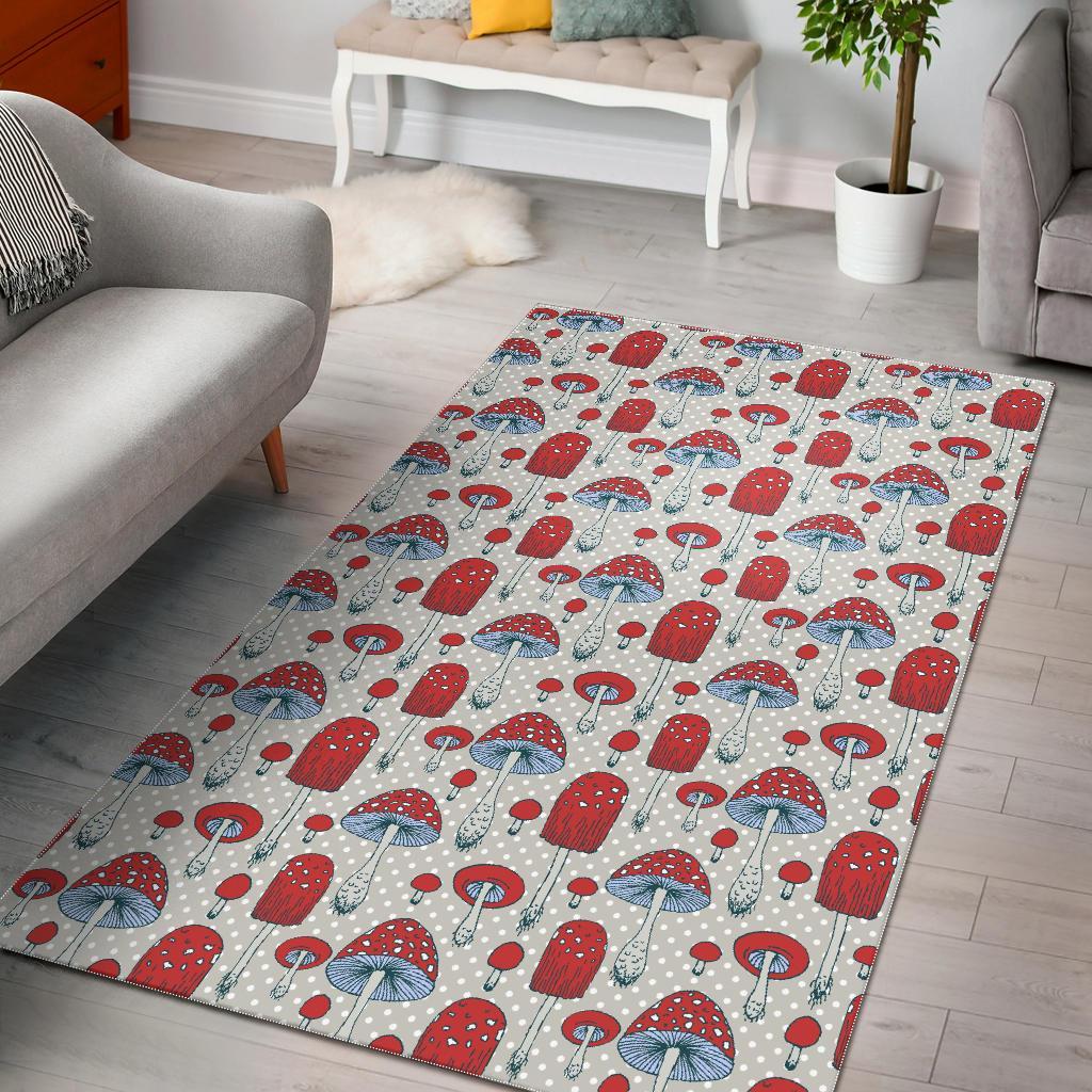 Mushroom Red Dot Print Pattern Floor Mat-grizzshop