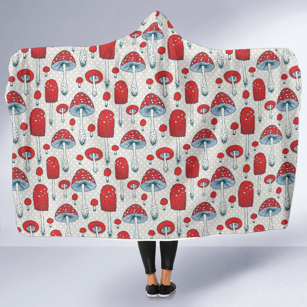 Mushroom Red Dot Print Pattern Hooded Blanket-grizzshop