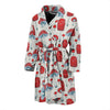 Mushroom Red Dot Print Pattern Men Long Robe-grizzshop