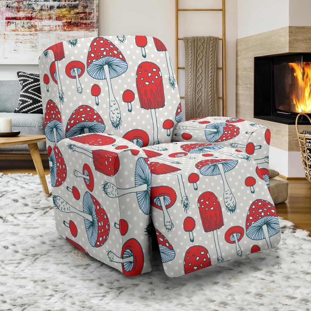 Mushroom Red Dot Print Pattern Recliner Cover-grizzshop