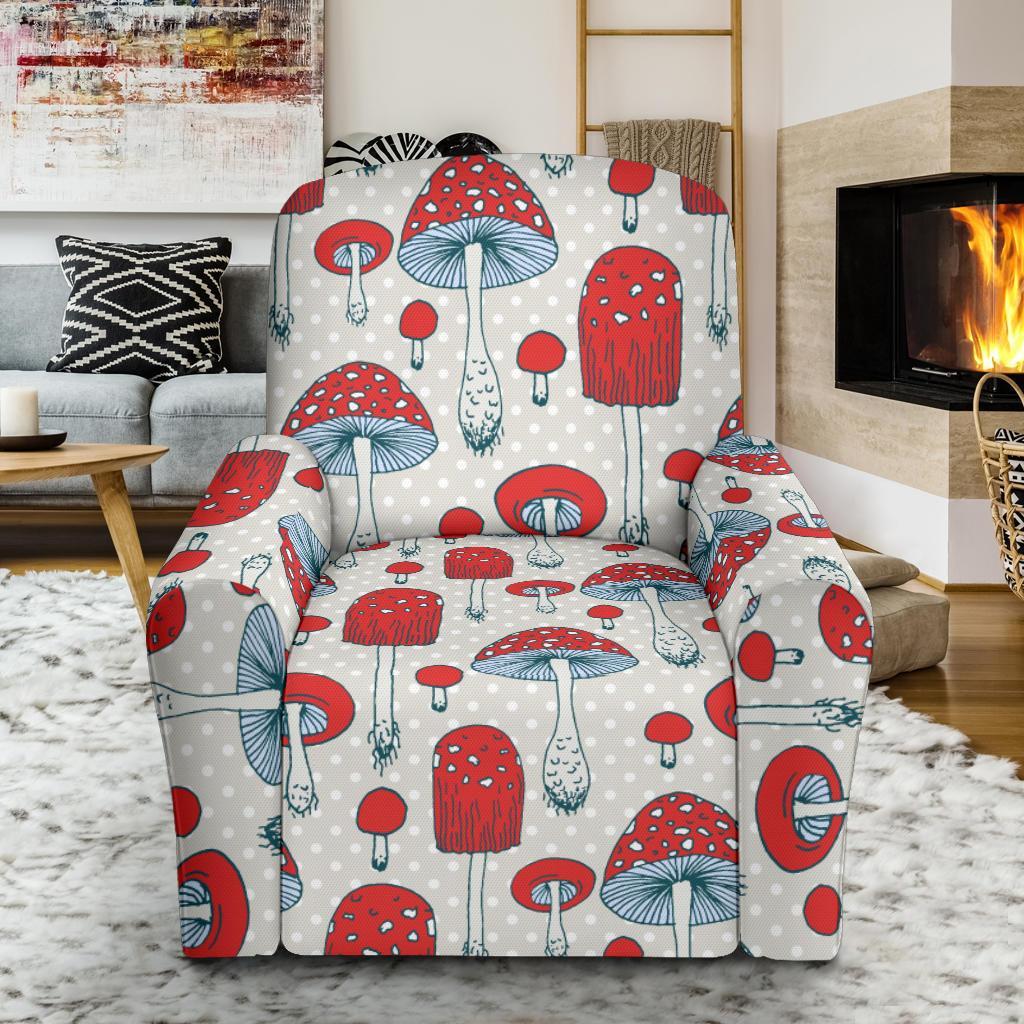 Mushroom Red Dot Print Pattern Recliner Cover-grizzshop