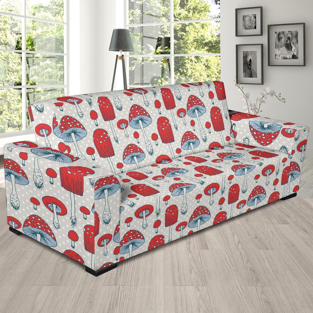 Mushroom Red Dot Print Pattern Sofa Covers-grizzshop