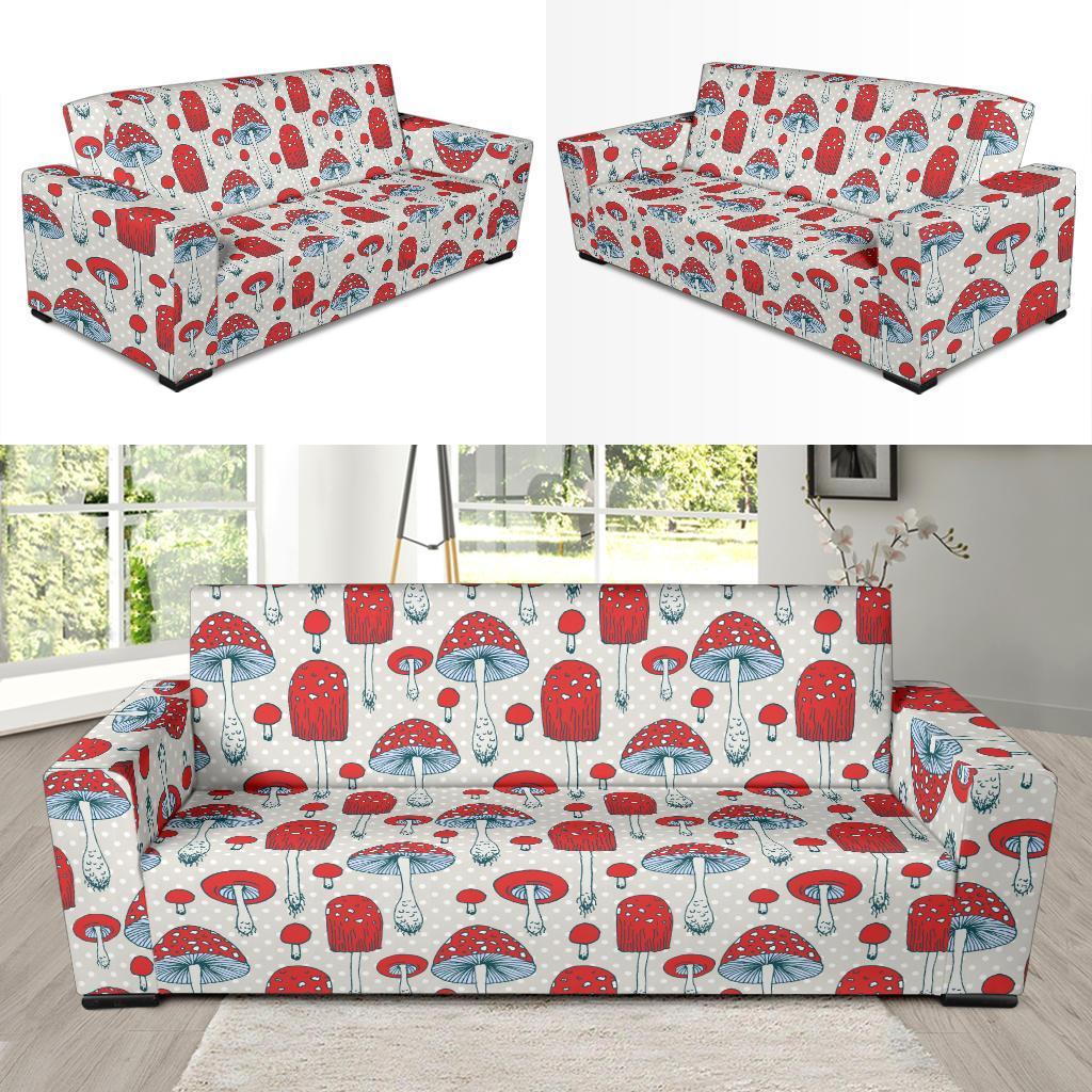 Mushroom Red Dot Print Pattern Sofa Covers-grizzshop