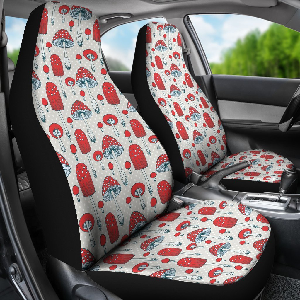 Mushroom Red Dot Print Pattern Universal Fit Car Seat Cover-grizzshop