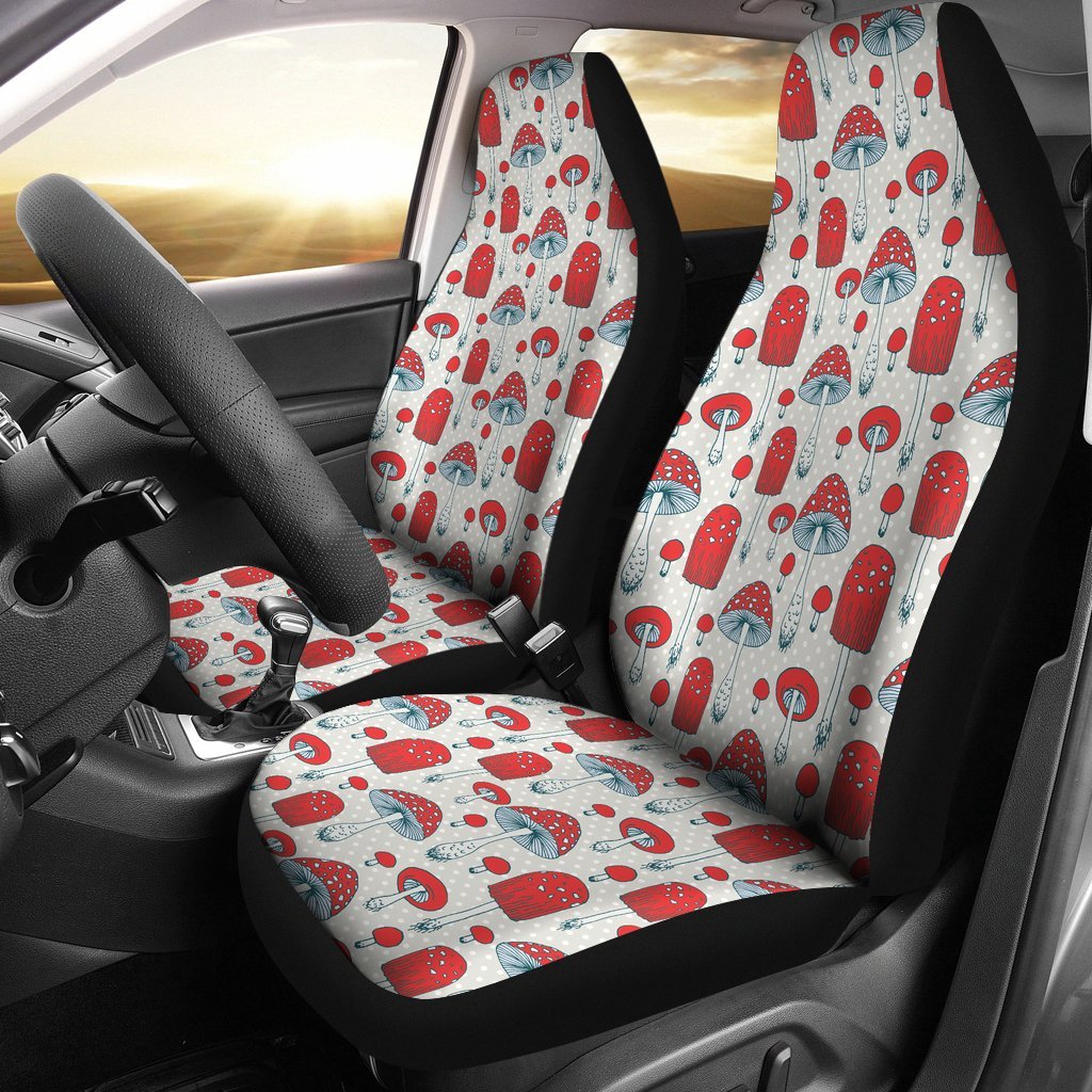 Mushroom Red Dot Print Pattern Universal Fit Car Seat Cover-grizzshop