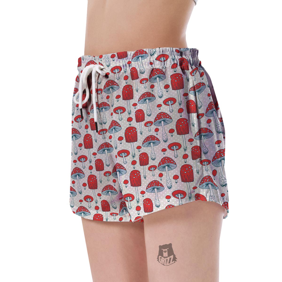 Mushroom Red Dot Print Pattern Women's Shorts-grizzshop