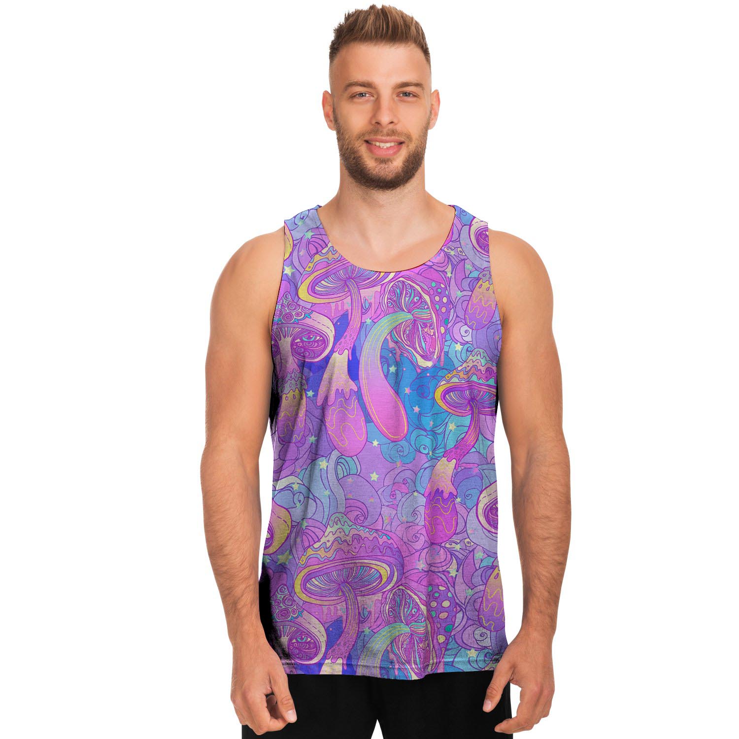 Mushroom Psychedelic Trippy Men's Tank Tops-grizzshop