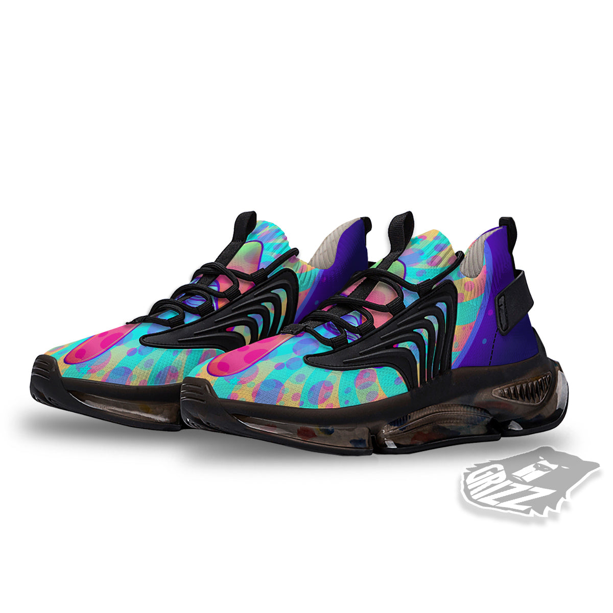 Mushrooms Psychedelic Print Black Gym Shoes-grizzshop
