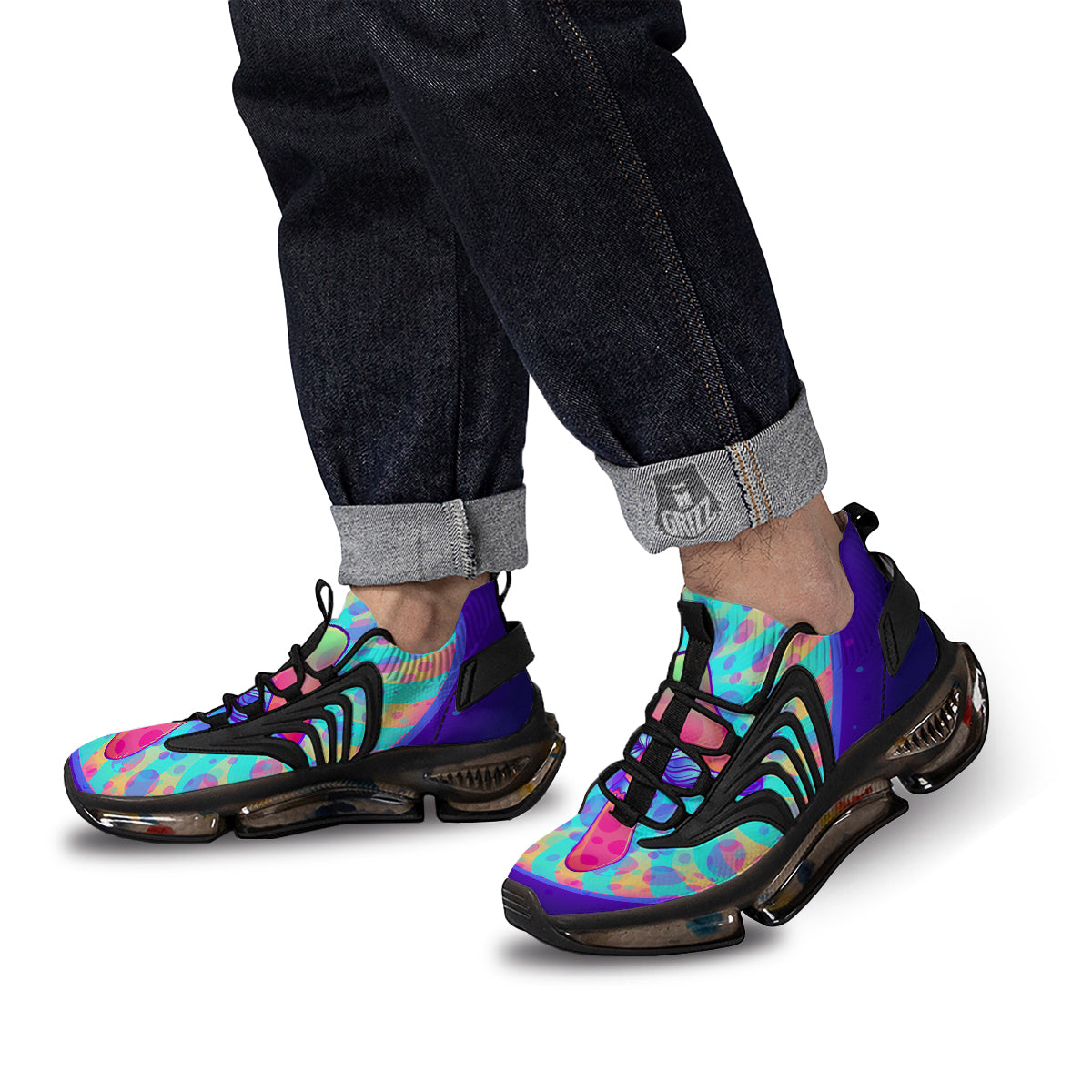 Mushrooms Psychedelic Print Black Gym Shoes-grizzshop