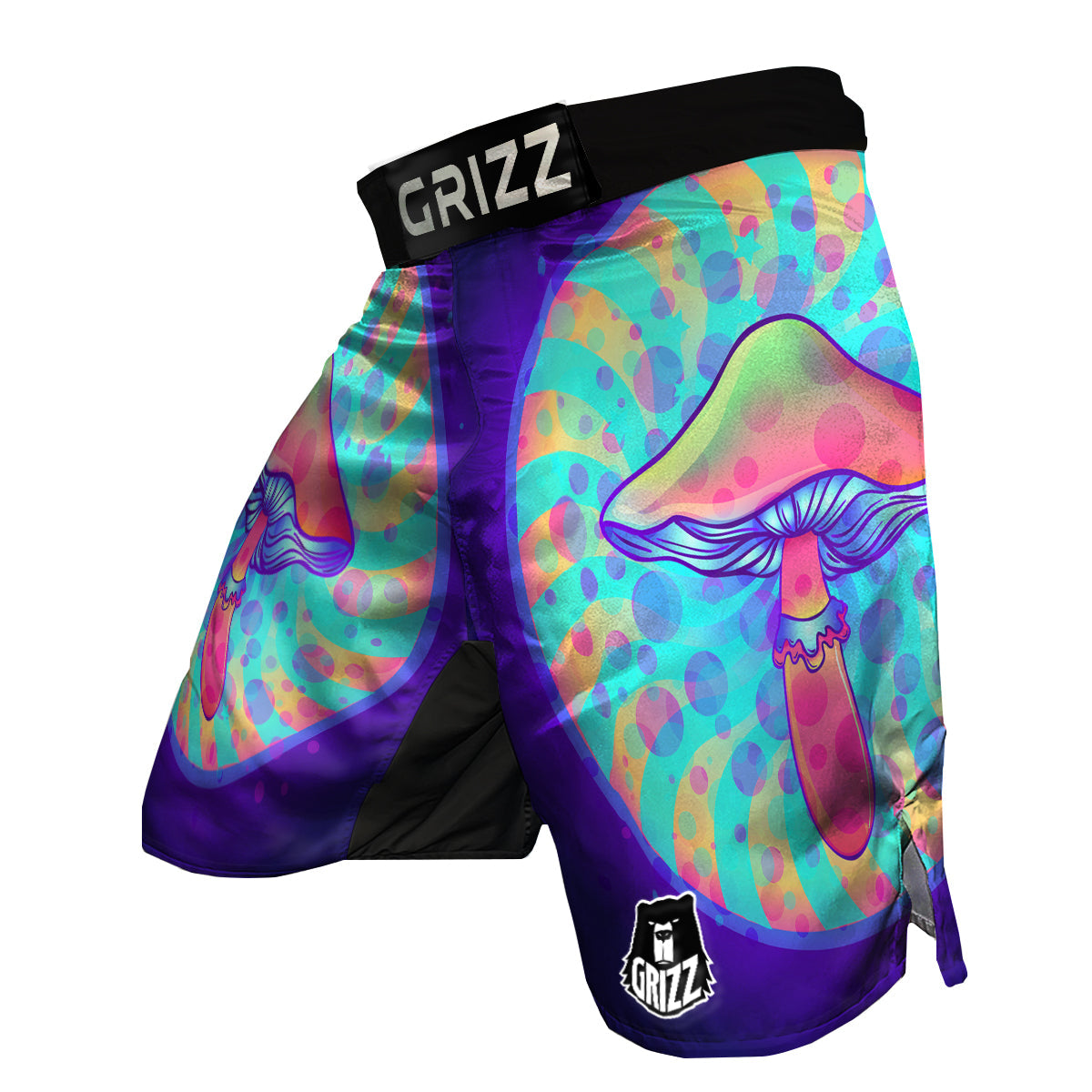 Mushrooms Psychedelic Print MMA Shorts-grizzshop