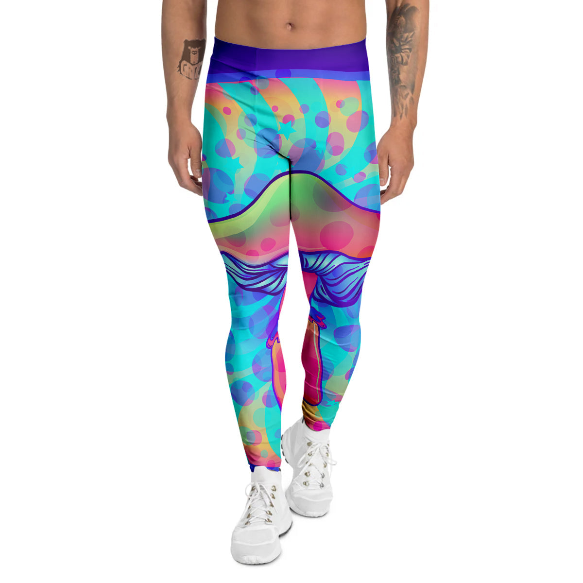 Mushrooms Psychedelic Print Men's Leggings-grizzshop