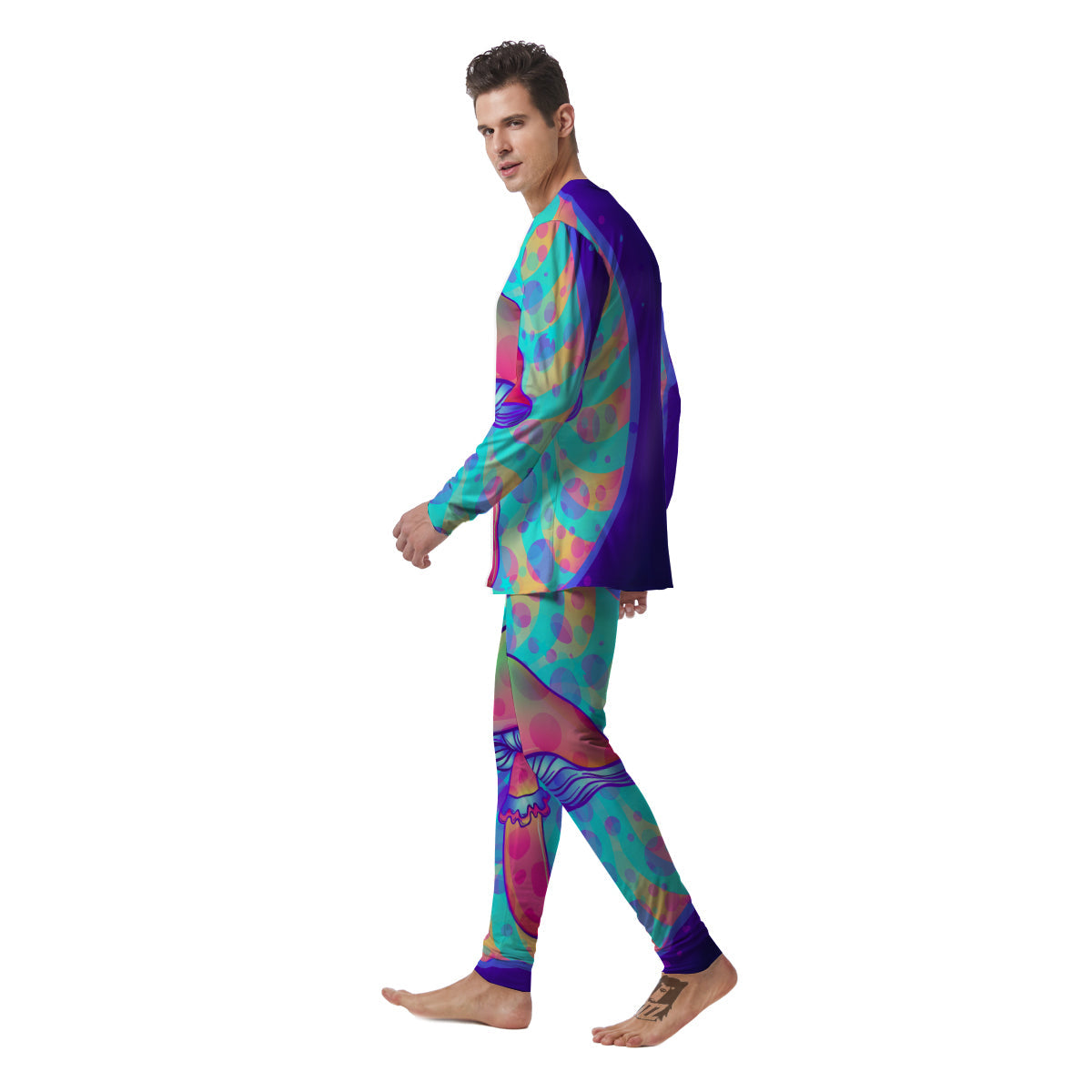 Mushrooms Psychedelic Print Men's Pajamas-grizzshop