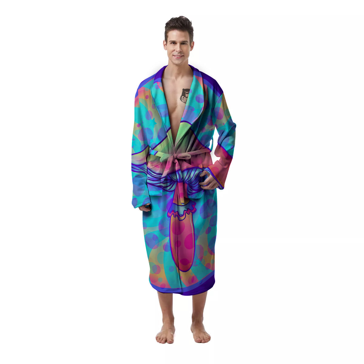 Mushrooms Psychedelic Print Men's Robe-grizzshop