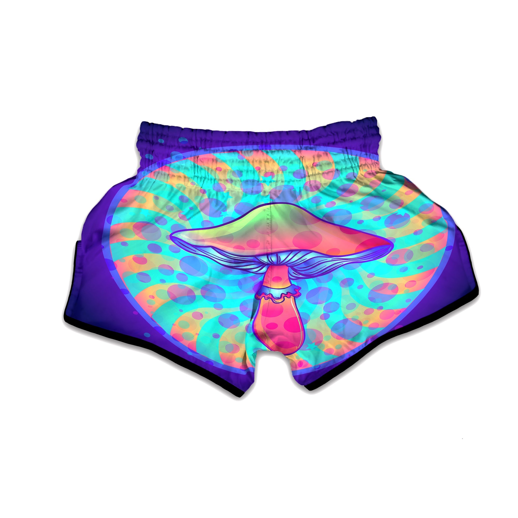 Mushrooms Psychedelic Print Muay Thai Boxing Shorts-grizzshop