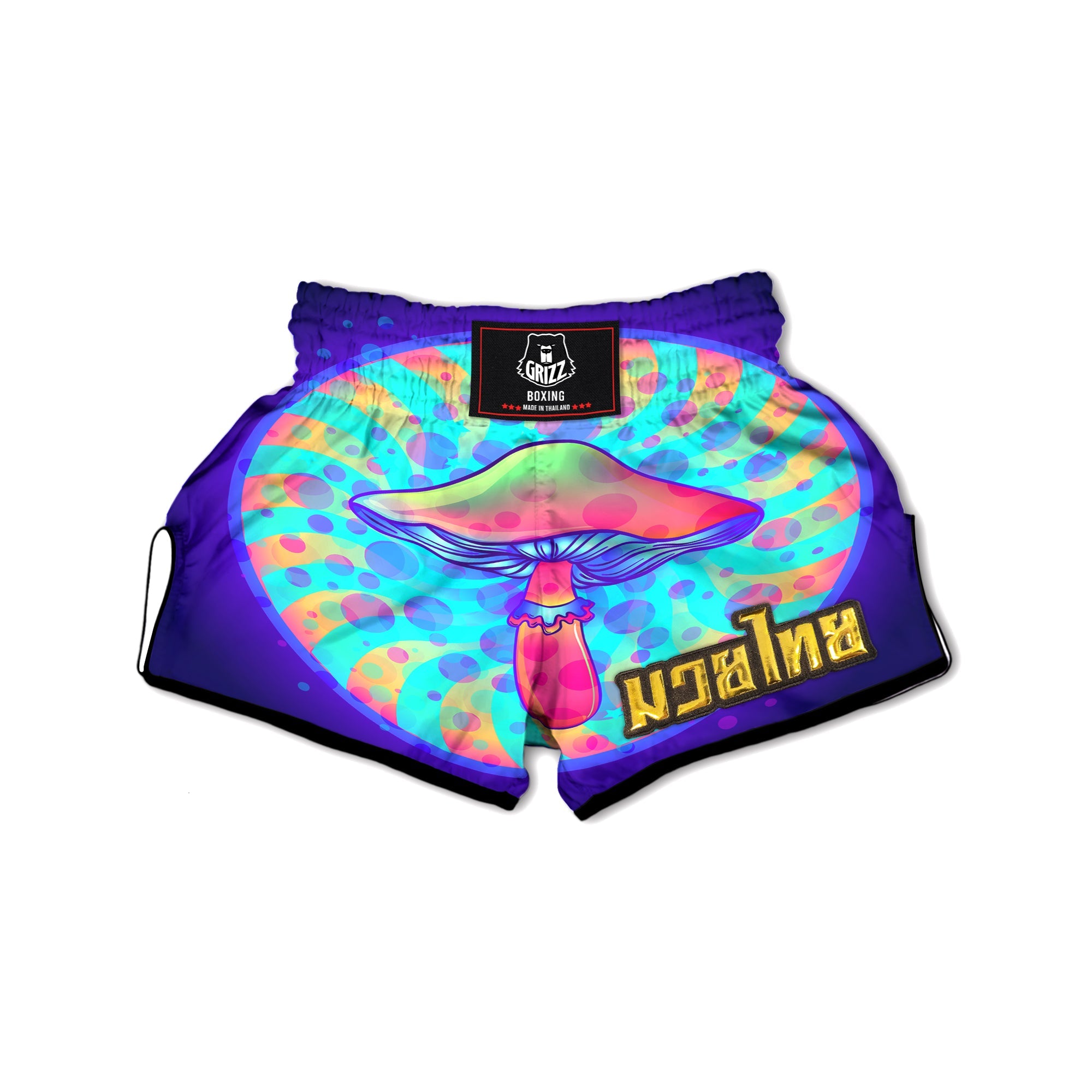 Mushrooms Psychedelic Print Muay Thai Boxing Shorts-grizzshop