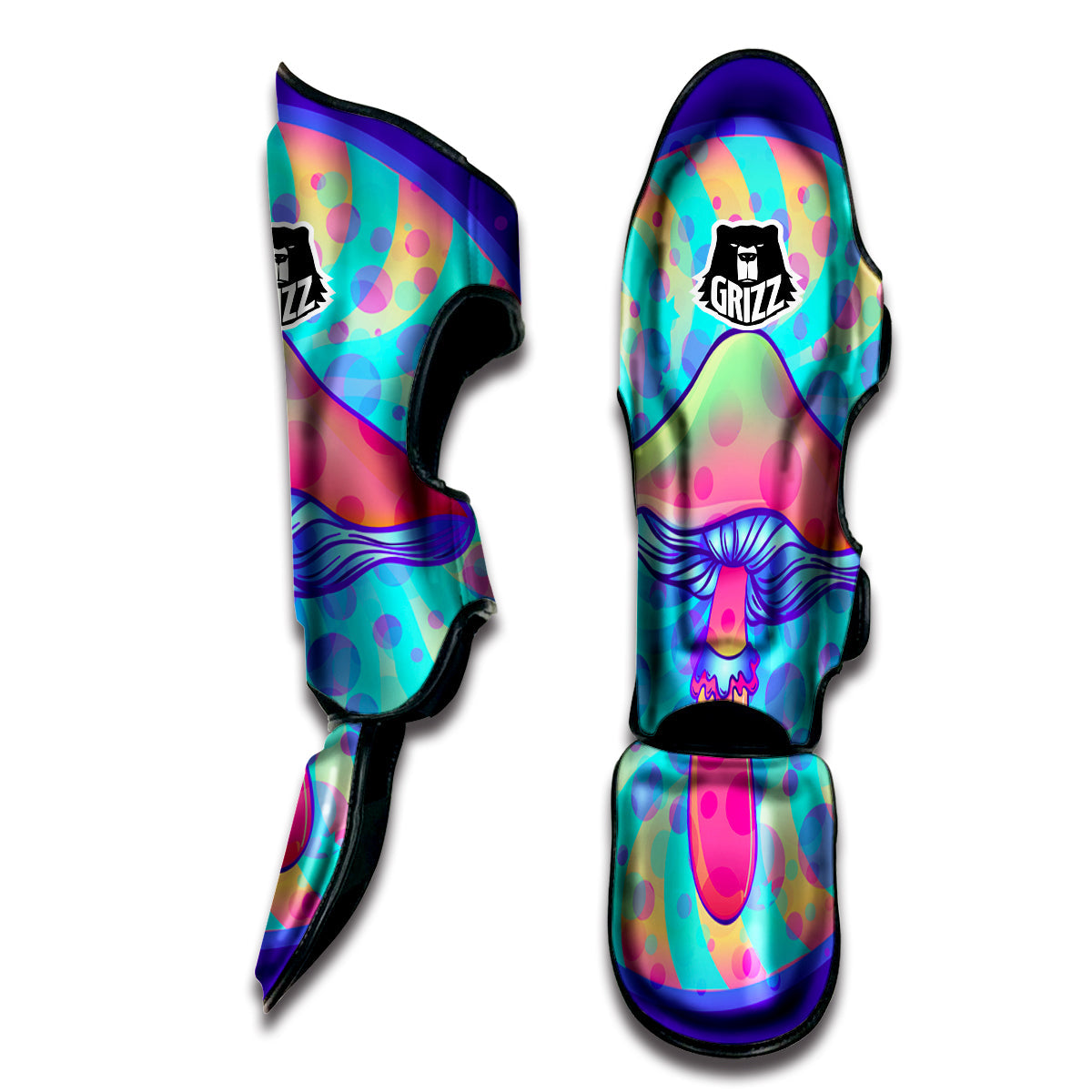 Mushrooms Psychedelic Print Muay Thai Shin Guards-grizzshop