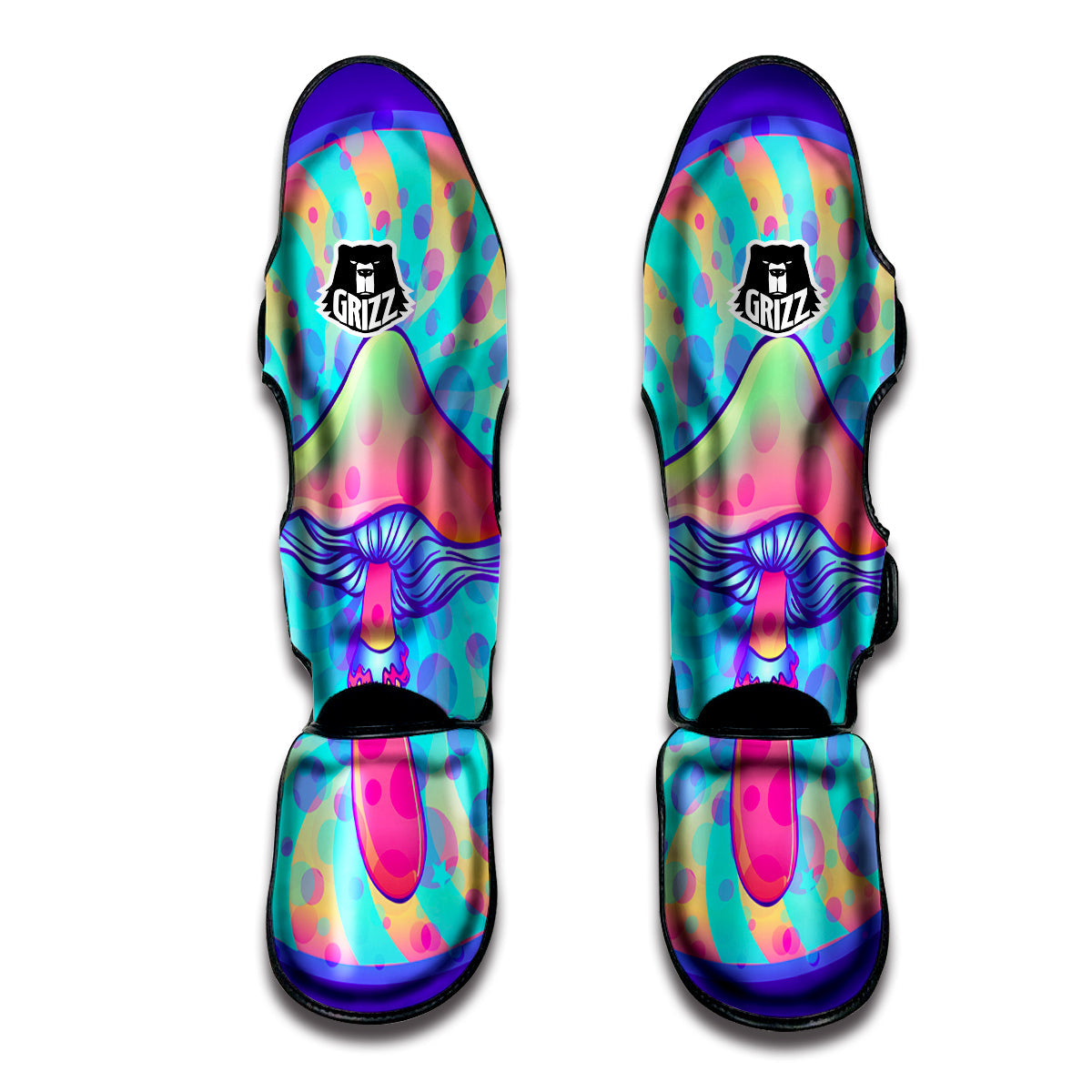 Mushrooms Psychedelic Print Muay Thai Shin Guards-grizzshop
